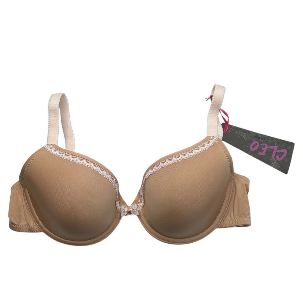New Panache Jude Tan Molded Cup Bra 34D Lace Trim